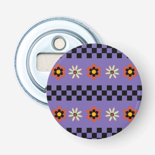Retro Punk Bloemen Button Flesopener (Voorkant)