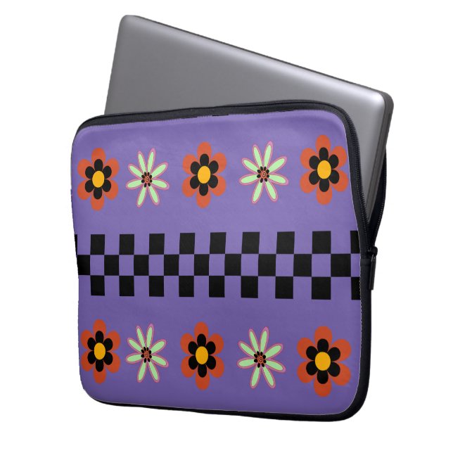 Retro Punk Bloemen Laptop Sleeve (Voorkant Links)