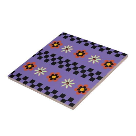 Retro Punk Bloemen Tegeltje (Zijkant)