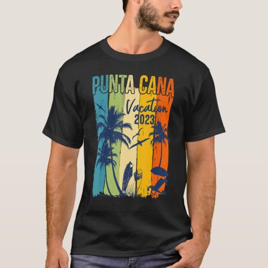 Retro Punta Cana 2023 Dominicaanse Familie Vacatio T-shirt (Voorkant)