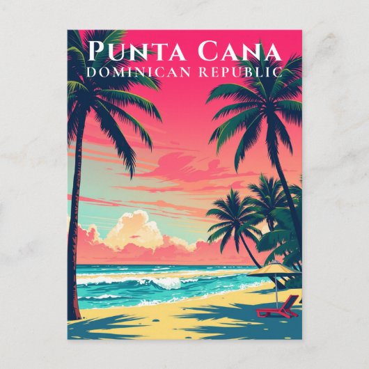Retro Punta Cana Dominicaanse Republiek Beach Trav Briefkaart (Voorkant)