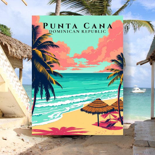 Retro Punta Cana Dominicaanse Republiek Beach Trav Briefkaart