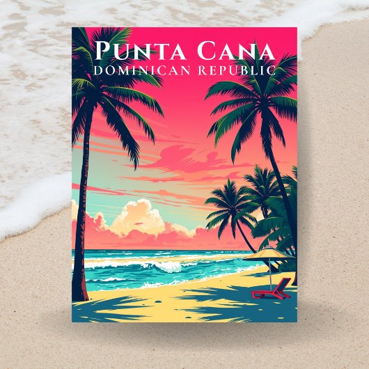 Retro Punta Cana Dominicaanse Republiek Beach Trav Briefkaart