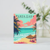 Retro Punta Cana Dominicaanse Republiek Beach Trav Briefkaart (Staand voorkant)