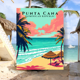 Retro Punta Cana Dominicaanse Republiek Strand Rei Briefkaart