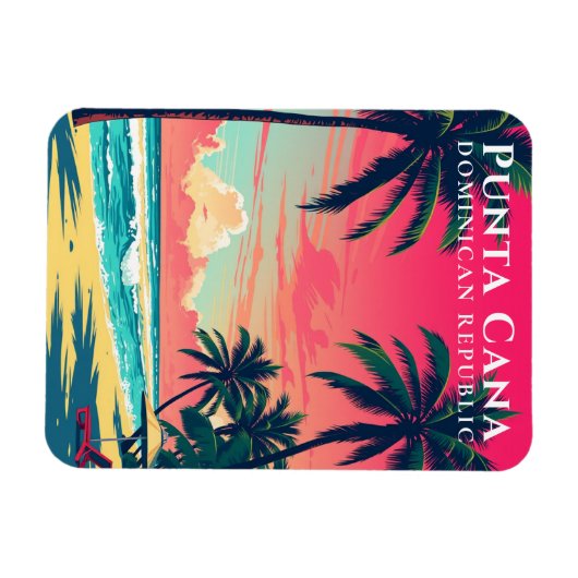 Retro Punta Cana Souvenir Dominican Republic Beach Magneet (Horizontaal)
