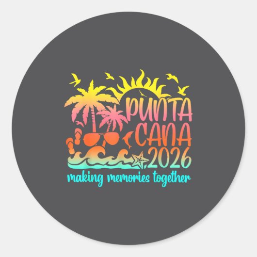 Retro Punta Vacation Cana Making Memories Together Ronde Sticker (Voorkant)