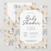 Retro Puppy Dog Bloemenwinkel Baby shower Kaart (Voorkant / Achterkant)