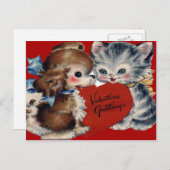  Retro Puppy & Kitten Valentijn Kaart (Voorkant / Achterkant)