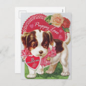 Retro Puppy Love Valentijnsdag Feestdagenkaart (Voorkant / Achterkant)