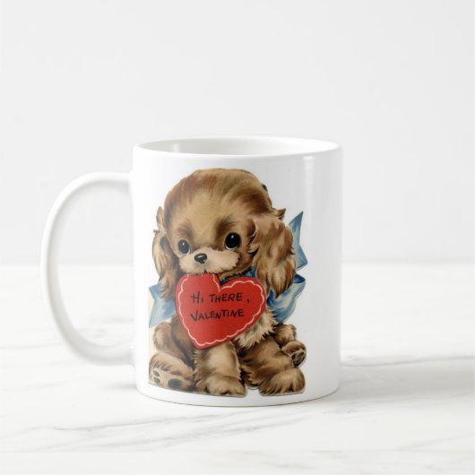 Retro  Puppy Love Valentijnsdag Koffiemok (Links)