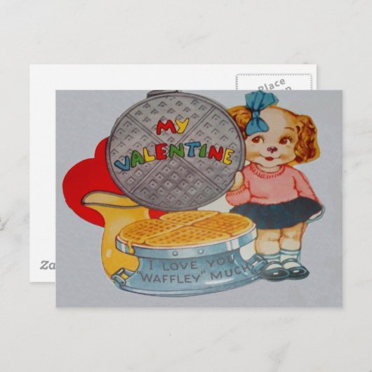  retro puppy met wafelijzer Valentijn auto Feestdagenkaart (Voorkant / Achterkant)