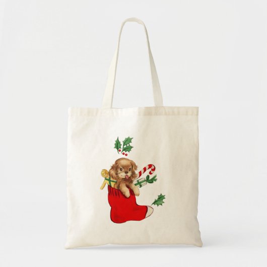 Retro Puppy voor Kerstmis Tote Bag (Voorkant)