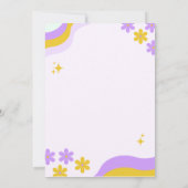 retro purpel 70S floral VRIJGEZELLENFEEST Kaart (Achterkant)