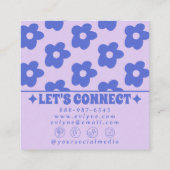 Retro Purple Blue Groovy Floral Trendy Fun Boho Vierkante Visitekaartje (Achterkant)