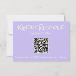 Retro Purple Colorful Pastel QR Code Wedding RSVP Kaartje