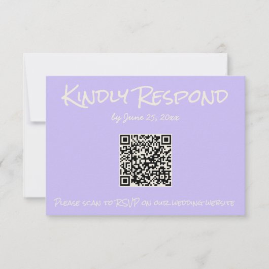 Retro Purple Colorful Pastel QR Code Wedding RSVP Kaartje (Voorkant)