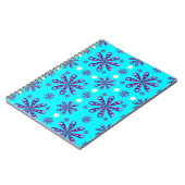 Retro Purple Flowers on Blue Background Notitieboek (Linkerzijde)