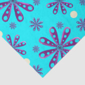 Retro Purple Flowers on Blue Background Tissuepapier (Detail)