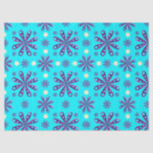 Retro Purple Flowers on Blue Background Tissuepapier (Voorkant)