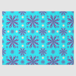 Retro Purple Flowers on Blue Background Tissuepapier