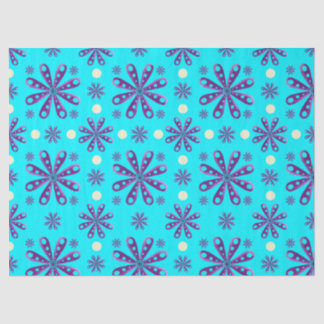 Retro Purple Flowers on Blue Background Tissuepapier
