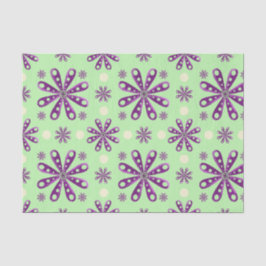 Retro Purple Flowers on Green Background Tissuepapier