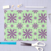 Retro Purple Flowers on Green Background Tissuepapier (Craft)