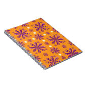 Retro Purple Flowers on Orange Background Notitieboek (Rechterzijde)
