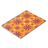 Retro Purple Flowers on Orange Background Notitieboek (Linkerzijde)