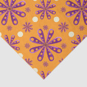 Retro Purple Flowers on Orange Background Tissuepapier (Detail)
