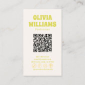 Retro Purple Green QR Code Groovy Trendy Floral Visitekaartje (Achterkant)