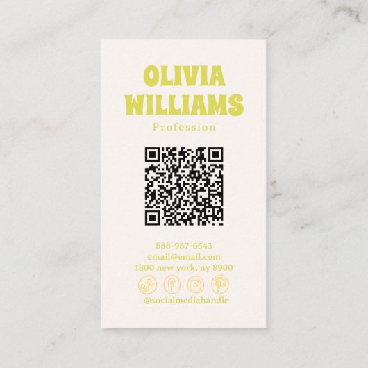 Retro Purple Green QR Code Groovy Trendy Floral Visitekaartje (Achterkant)