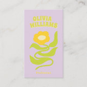 Retro Purple Green QR Code Groovy Trendy Floral Visitekaartje (Voorkant)