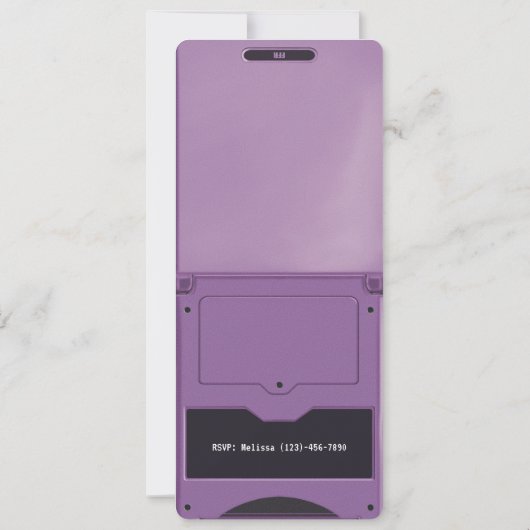 Retro Purple Handheld Gaming Birthday Invitation Kaart (Achterkant)