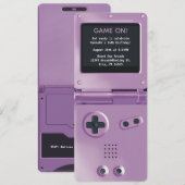 Retro Purple Handheld Gaming Birthday Invitation Kaart (Voorkant / Achterkant)