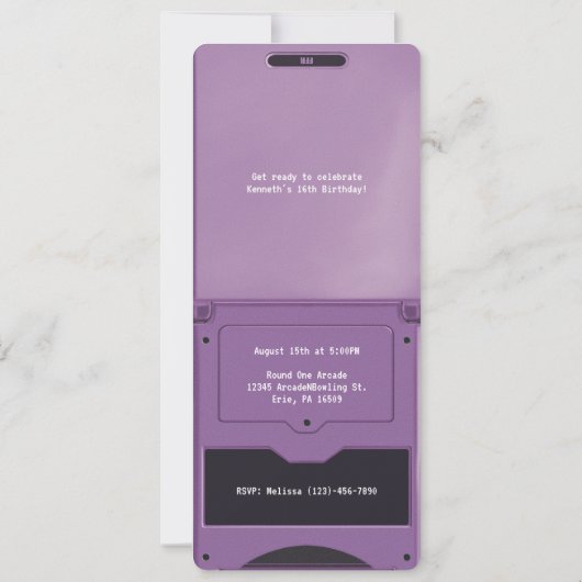 Retro Purple Handheld Gaming II Birthday Kaart (Achterkant)