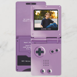 Retro Purple Handheld Gaming II Birthday Kaart