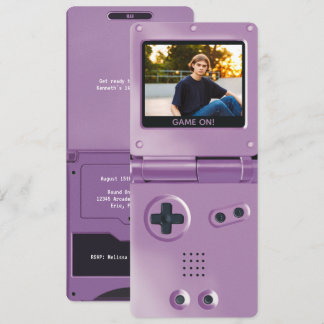 Retro Purple Handheld Gaming II Birthday Kaart