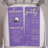 Retro Purple Spring Disco Wedding Ceremony Program Programmakaart