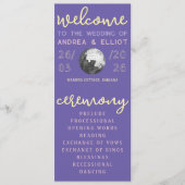 Retro Purple Spring Disco Wedding Ceremony Program Programmakaart (Voorkant)