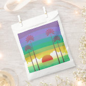 Retro Purple Sunset Palm Trees Art Bedankzakje (Geknipt)