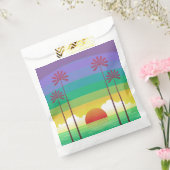 Retro Purple Sunset Palm Trees Art Bedankzakje (Gezegeld)