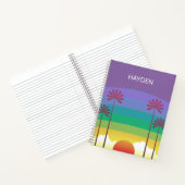 Retro Purple Sunset Palm Trees Art Personalised Notitieboek (Binnen)