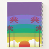 Retro Purple Sunset Palm Trees Art Personalised Notitieboek (Achterkant)