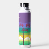 Retro Purple Sunset Palm Trees Art Personalised Waterfles (Links)