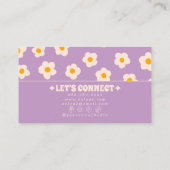 Retro Purple White Groovy Floral Boho Trendy Fun Visitekaartje (Achterkant)