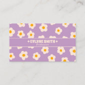Retro Purple White Groovy Floral Boho Trendy Fun Visitekaartje (Voorkant)