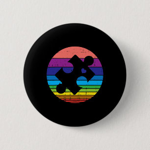 Retro Puzzle Heart Autism Awareness Mannen Vrouwen Ronde Button 5,7 Cm