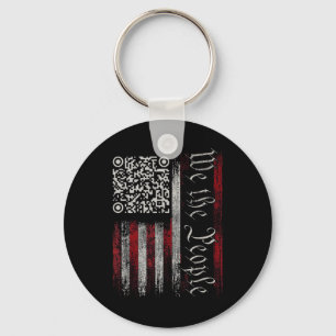 Retro QR Amerikaanse vlag Funny Trump Dance C Sleutelhanger